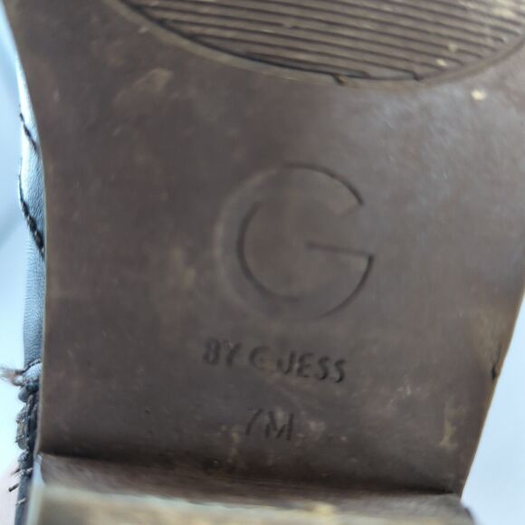 G By Guess Boots Womens 7M Heels Side Zip Ankle Booties Brown Leather Almond Toe - Picture 13 of 13